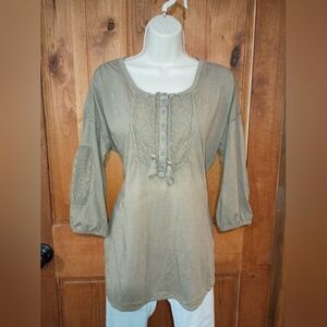 Ruff Hewn Khaki Button-Front Tunic‎